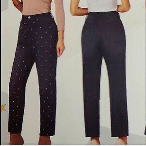 Simple Society Black Denim High Waisted Straight Jeans Rhinestone Bling